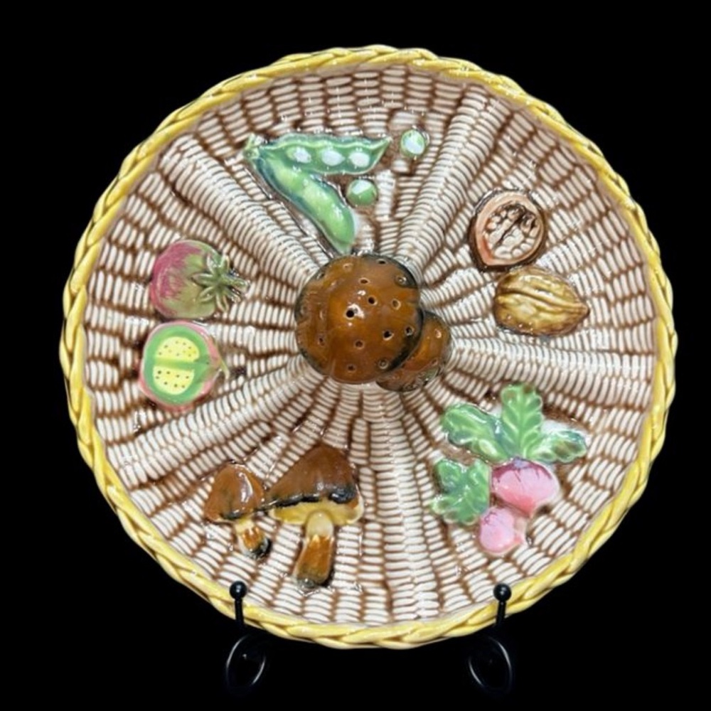 Tilso Mushroom Vegetables Appetizer Plate Ceramic Divided Serving Dish Vtg